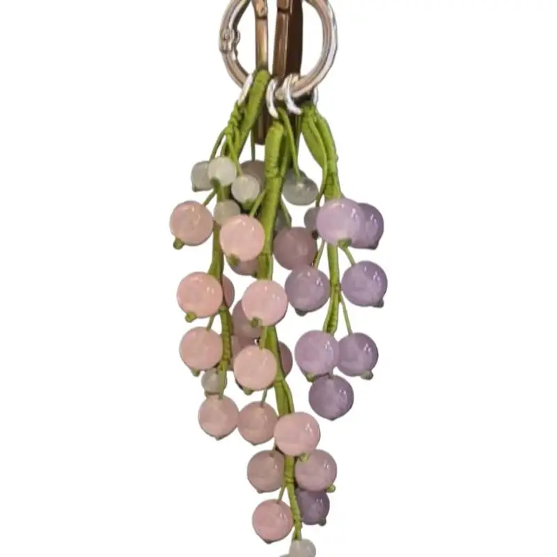 Modischer handgewebter Trauben-Perlen-Schlüsselanhänger, exquisiter simulierter Frucht-Schlüsselanhänger, Perlen-Taschenanhänger, Taschenhänger-Ornament – Detail 6