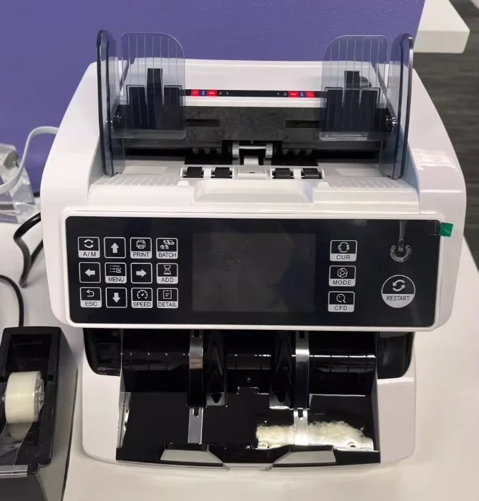 Vertical Multi-Currency Bill Counter with Dual CIS Scanning AL-920 Type for USD Euro Mixed Denomination Counter