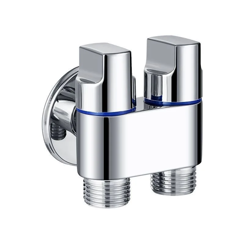 Stainless Steel Dual-Control Angle Valve, Anti-Backflow, Threaded for Bathroom and Washing Machine - Metal Construction