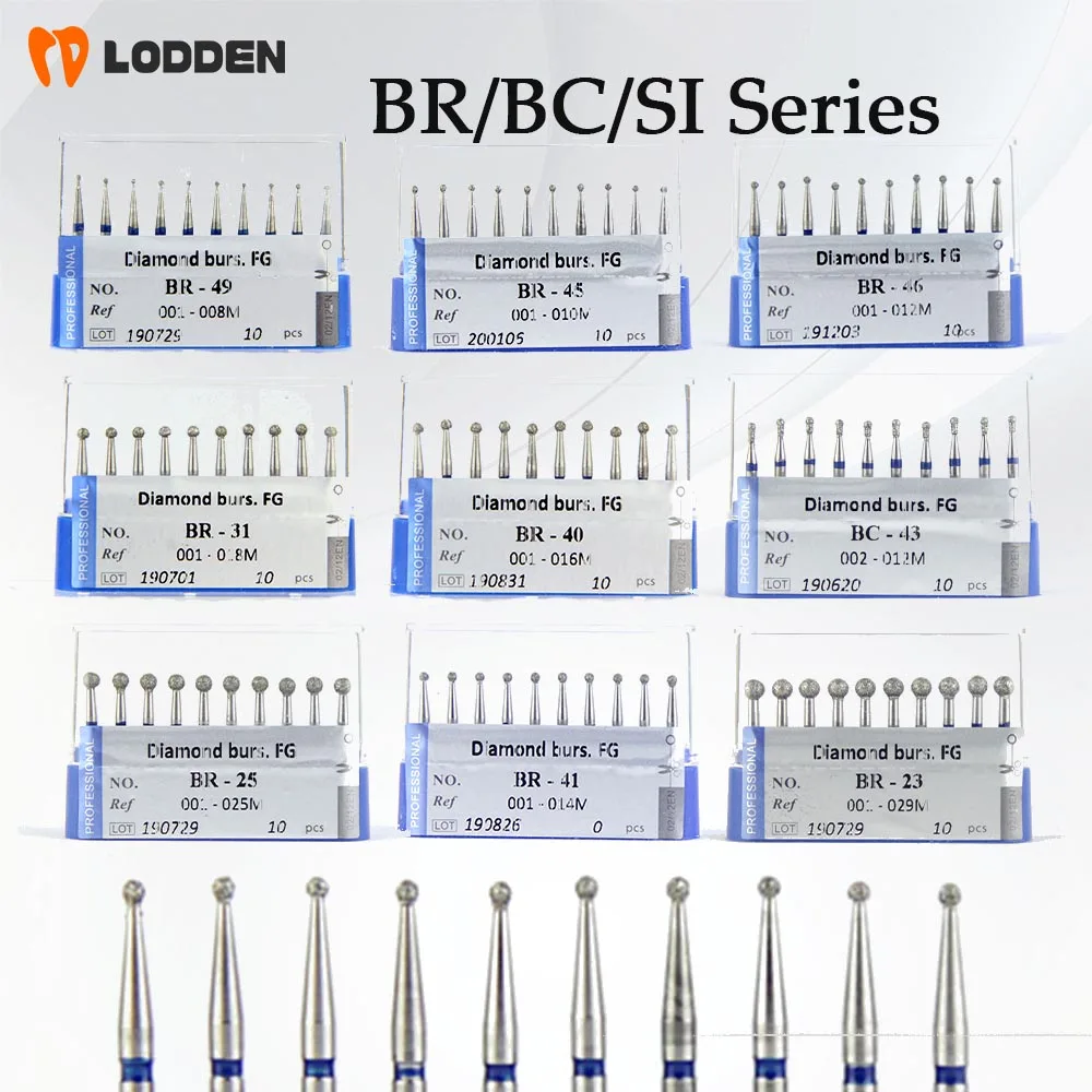 

10Pcs/Lot Dental Diamond Burs Drill BR/BC/SI 1.6mm for High Speed Handpiece Stomatology Department Dentistry Grinding Tools