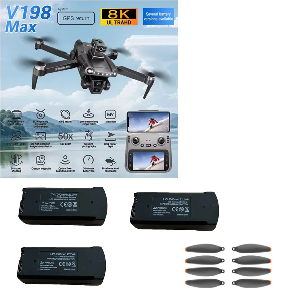 

Аксессуар для GPS-дрона V198 MAX Акумуляторы для GPS-дронов V198 MAX 7,4 В 3000 мАч / Лопасть пропеллера / Используйте для деталей GPS-дрона V198 MAX