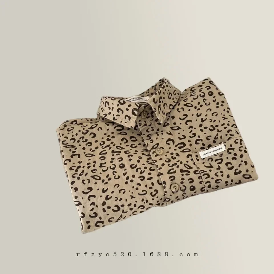 2024 Spring Autumn New Fashion Boys and Girls Korean All-match Turn-down Collar Unisex Children Coat Leopard Kids Shirts