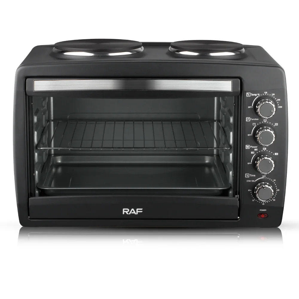 l # 55L Large Capacity Electric Oven for Baking Bread Pizza Visual Glass Door 2 in 1 Oven Home Kitchen