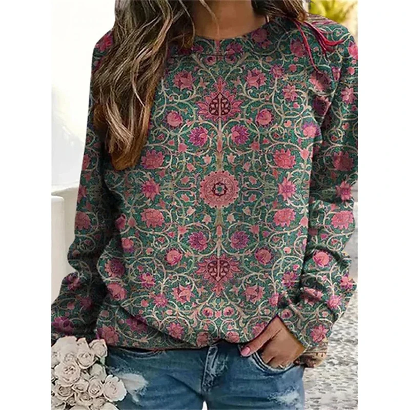 

Autumn Flower Floral Sweatshirts 3D Print Hoodies Women Retro Long Sleeve Y2k Hoodie Oversized Pullovers Top Woman Kids Clothing