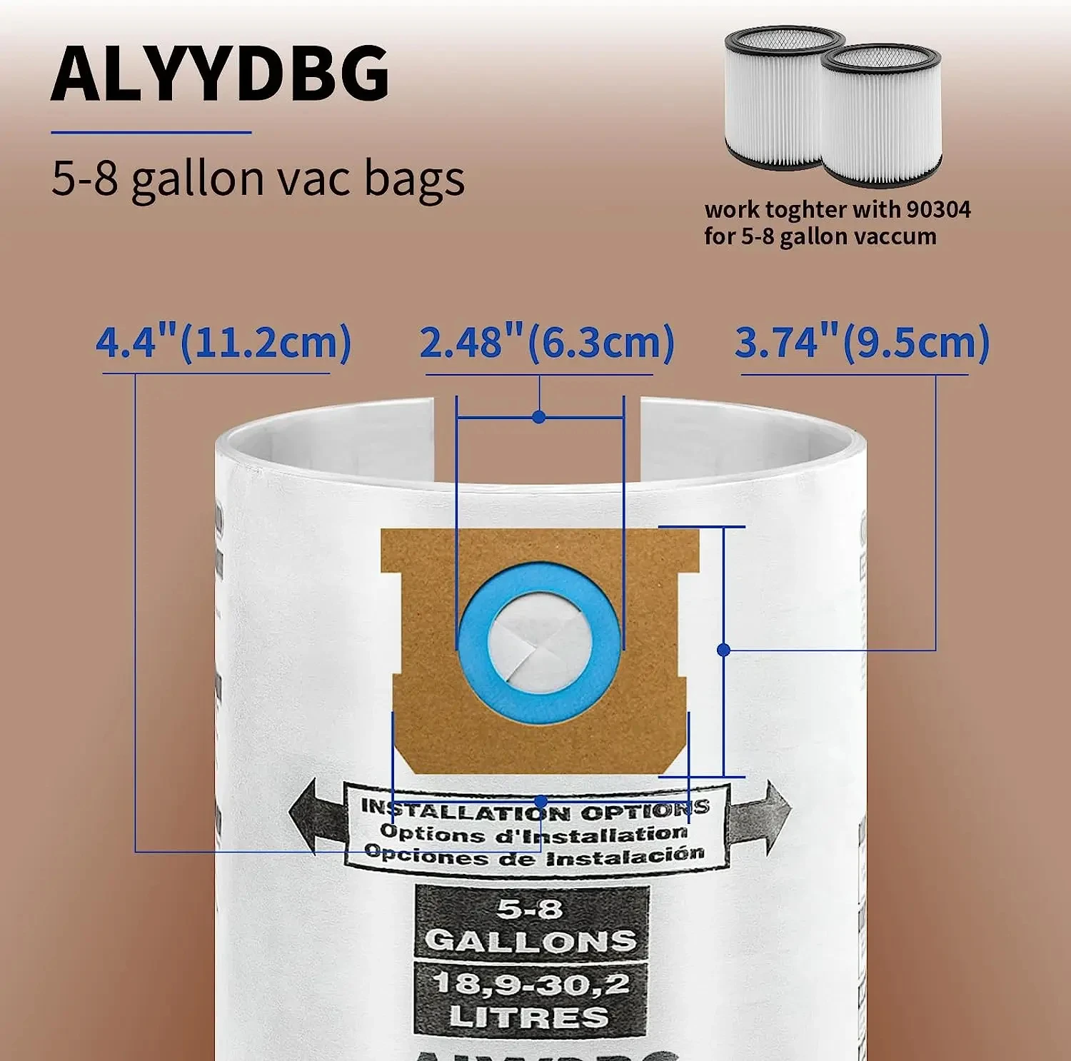 Dust Bags For Shop Vac 5-8 Gallon Vacuum Type E/H 90661 906-61 9066100 Disposable Collection Filter Bags Replacemen Spare Parts