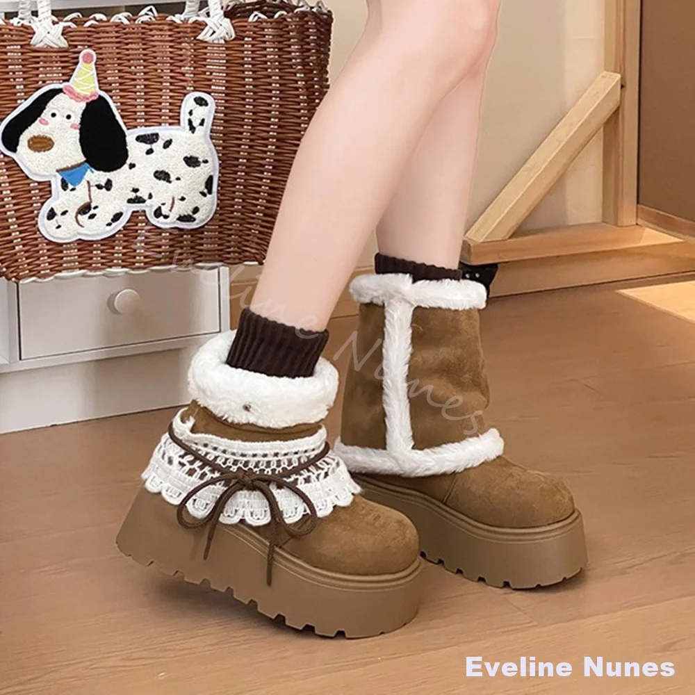 Detachable Fleece Lined Warm Snow Boots Women Round Toe Thick-sole 2026 New Winter Height Increasing Non-slip Plush Cotton Boots view 3