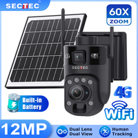 Sectec 60X Optical Zoom Dual Screens 4G Solar Camera 12MP WiFi PTZ Security PIR Detection Auto Tracking Surveillance Cameras