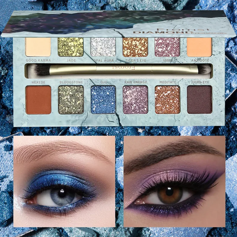 Paleta de sombras de ojos Multicolor, 12 colores, brillo para ojos