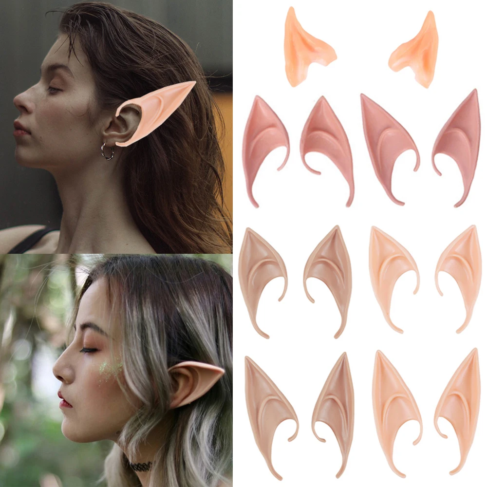 1Pair Angel Elf Ears Latex Fairy False Ear Cosplay Props Dress Up Costumes Accessories for Christmas Halloween Party Decorations