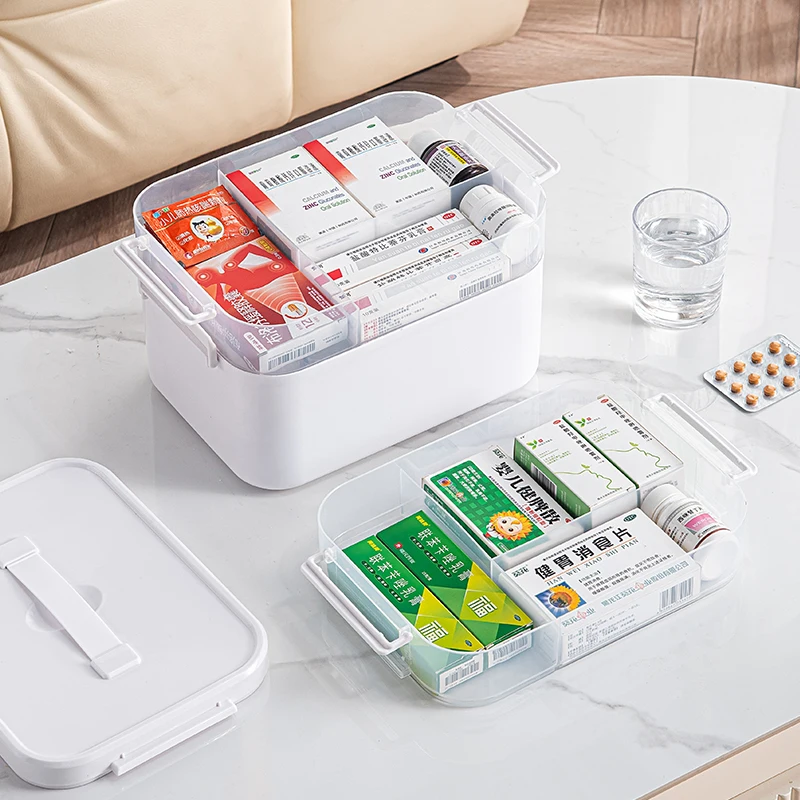 1 قطعة صندوق تخزين سعة كبيرة محمول متعدد الطبقات خزانة عرض الطب الطبية رفوف تخزين طبية صندوق تخزين الأدوية