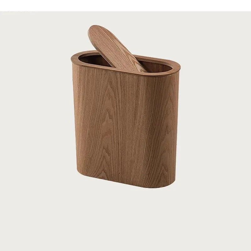 Rectangular Wooden Trash Can Home Kitchen Bathroom Waste Paper Basket Storage Box Living Room Decorate Household Items