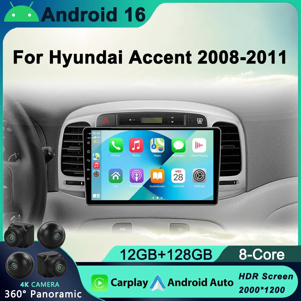 

Car Radio Android 16 For Hyundai Accent 2008 2009 2010 2011 Multimedia Video Player Auto Stereo GPS Navigation Bluetooth Carplay