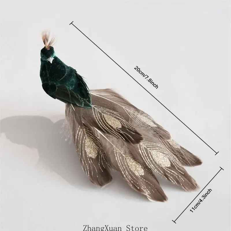 Weihnachtsbaumschmuck, vogelförmiger Vogelschmuck aus Stoffschaum mit geschichtetem Schwanz und Metallclip für den – Detail 6