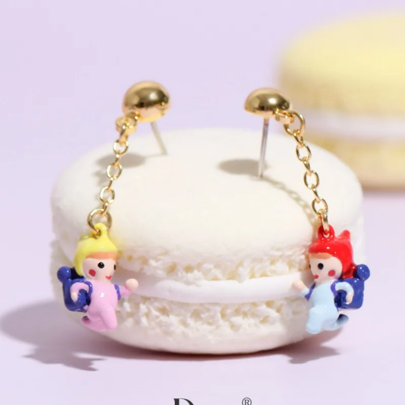 

Forest Style Fairy Tale Cartoon Little Children School Bag Boys Tassels Dangle Pendant Earrings Cute Jewelry Gifts for Children