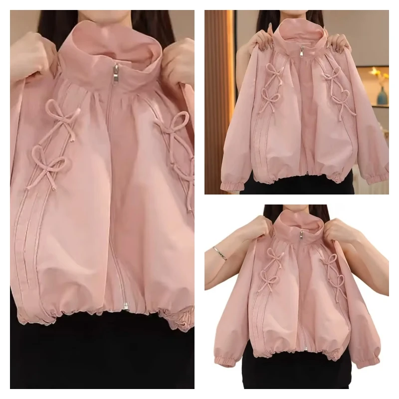 

Лидер продаж, кавайное пальто для девочек, модная студенческая весенне-осенняя повседневная куртка на молнии с лацканами, топы, бейсбольный трикотаж, детская одежда