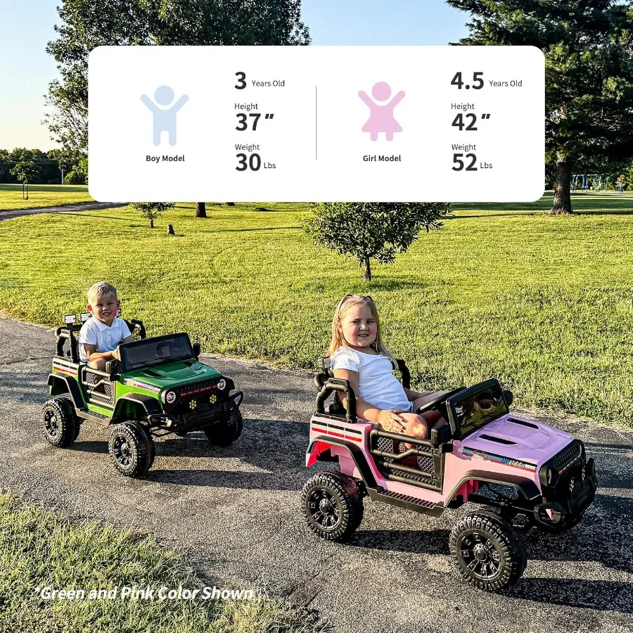 12V Ride on Car Truck Electric Vehicles Car Ride on Toy for Toddlers 3-5 with Remote Control - Black