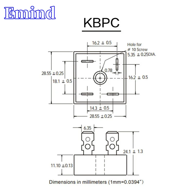 2Pcs KBPC5008 Bridge Rectifier 50A/800V DIP-4 Square Bridge Cuttable Feet GBU Footprint Bridge Stack