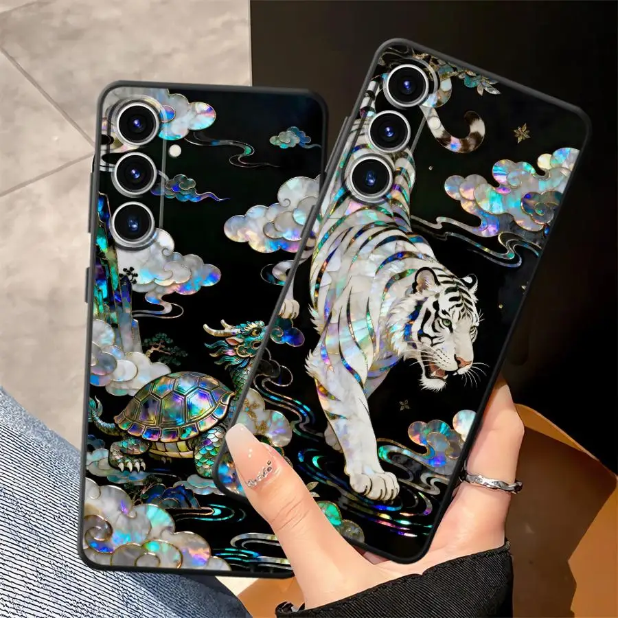White Tiger Opalescent Print Case for Samsung Galaxy A36 A55 A37 A25 A16 A23 A06 A05 A57 A15 A53 A17 A52 A73 A51 Phone Cover A12