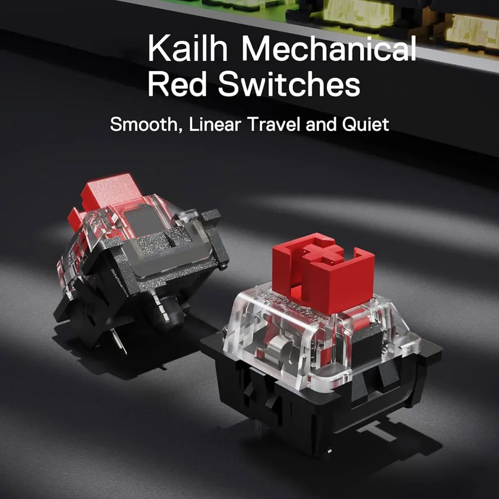 Teclado mecánico HEXGEARS GK715S, teclas PBT de 104 teclas, interruptor rojo Kailh, teclado para juegos con retroiluminación blanca de intercambio en caliente y escritura de trabajo