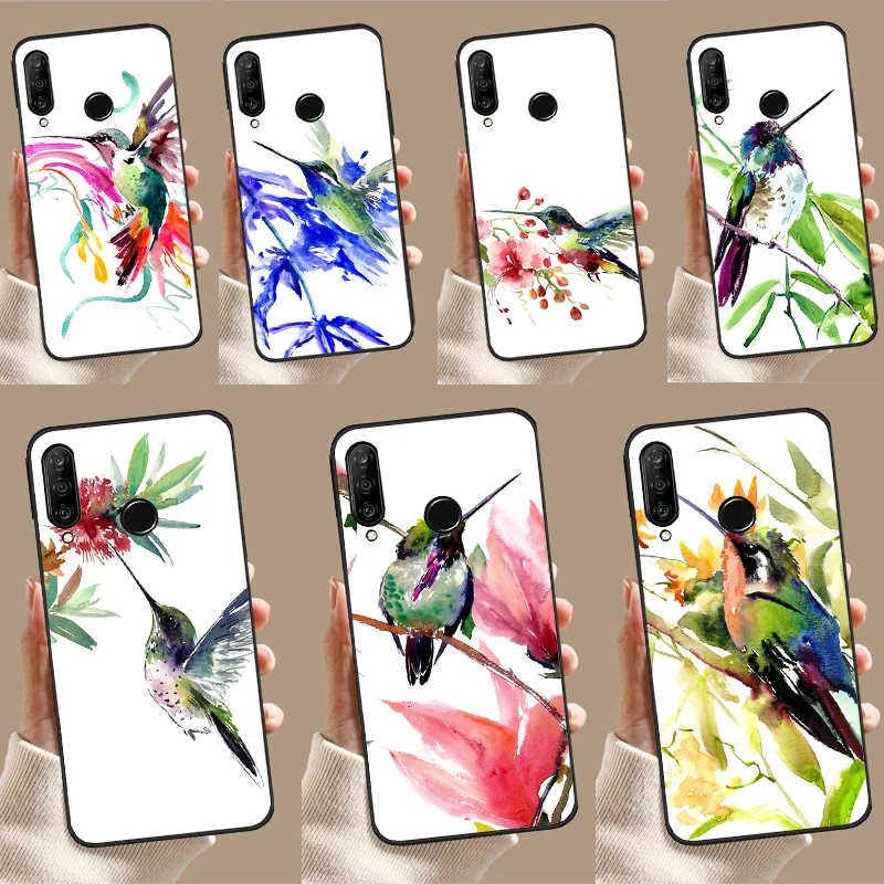 Hummingbird and Flowers Case For Huawei P30 Pro P20 P40 Lite Nova 11i 8i 3i 11 9 10 SE 5T Y60 Y70 Y90 Y61 Y91 Cover