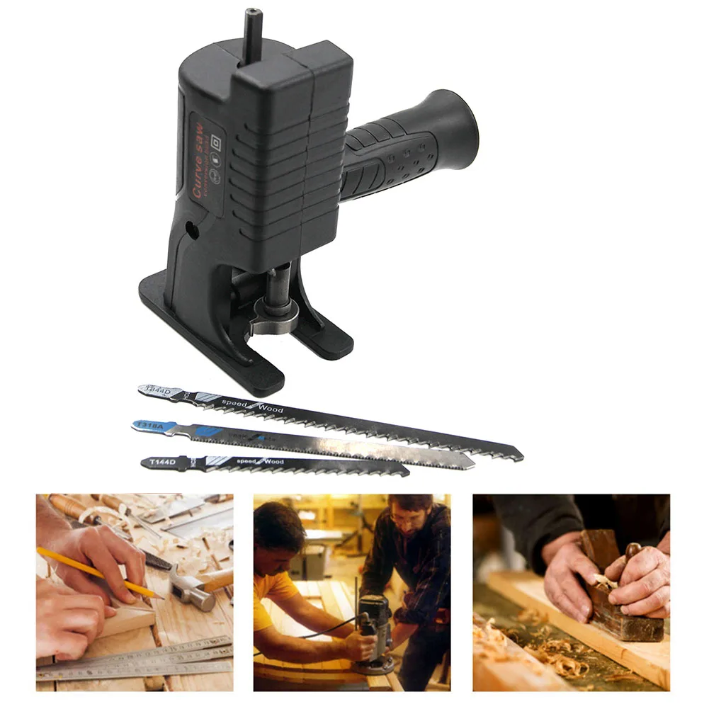 

Portable Reciprocating Saw Adapter with 3 Saw Blade Electric Drill Modified Tool Electric Drill Converter for Wood Metal Cutting