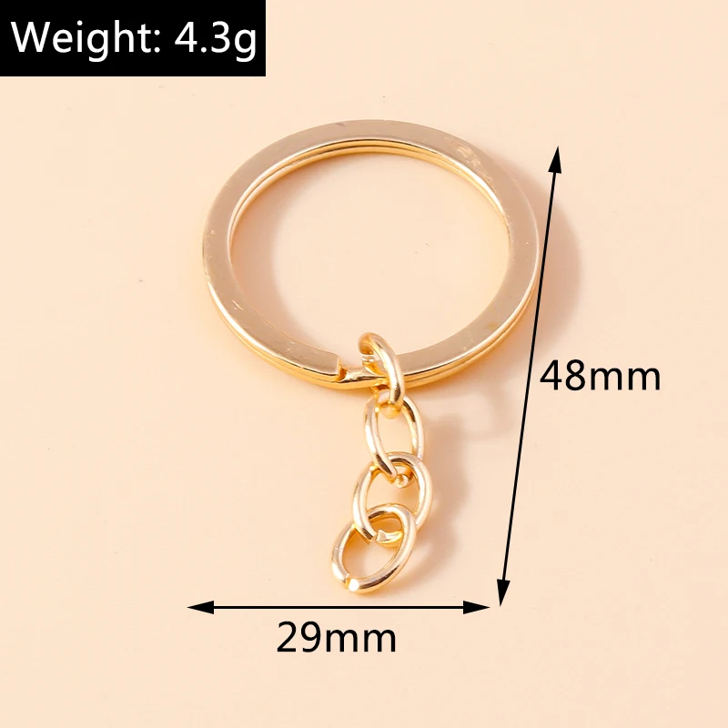 5-20pcs Key Chain Key Ring Keychain Rhodium Gold Color 28mm Long Round Split Keyrings DIY Jewelry Making Accessories Wholesale