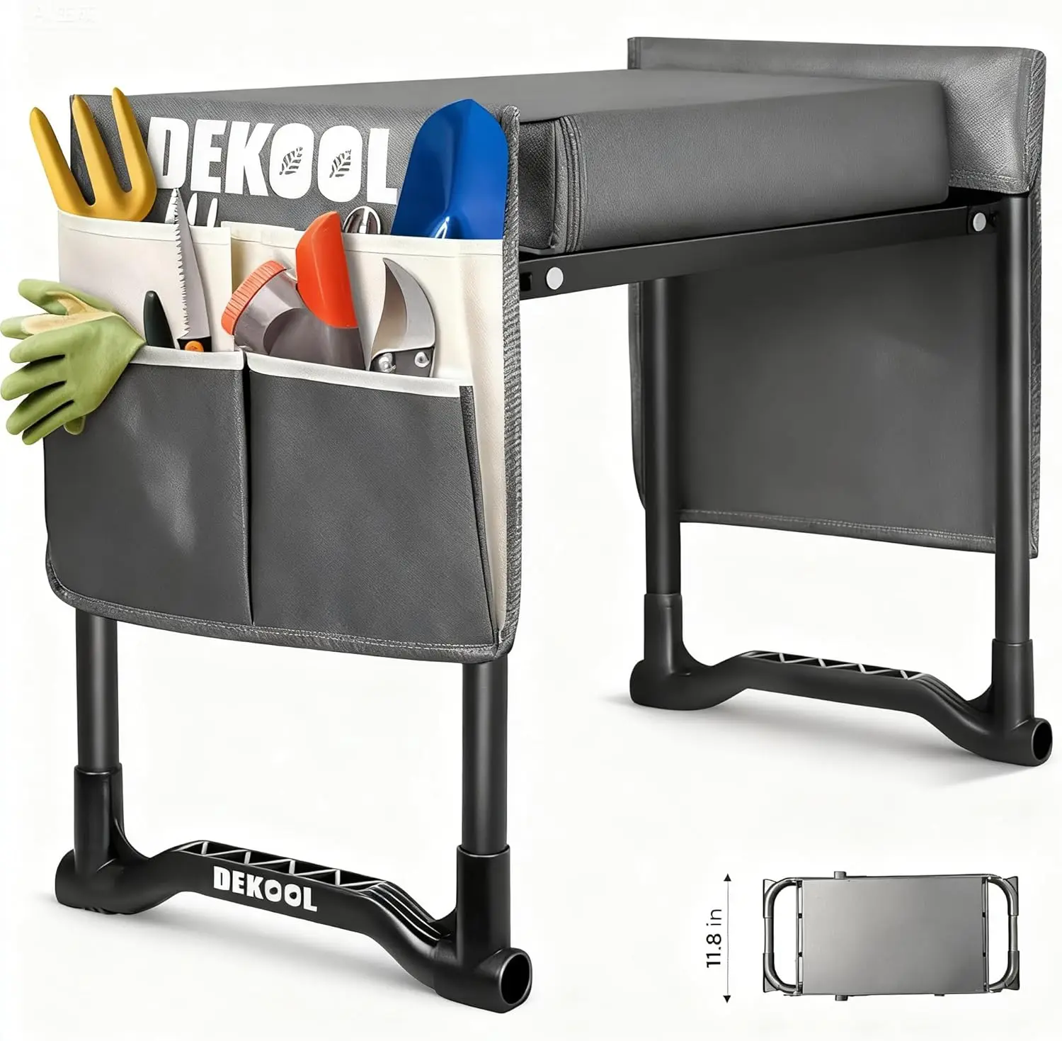

Garden Kneeler Seat with Thick Pad, Heavy Duty Stool & Tool Bags, Portable Bench for Planting Weeding Gardening Gifts