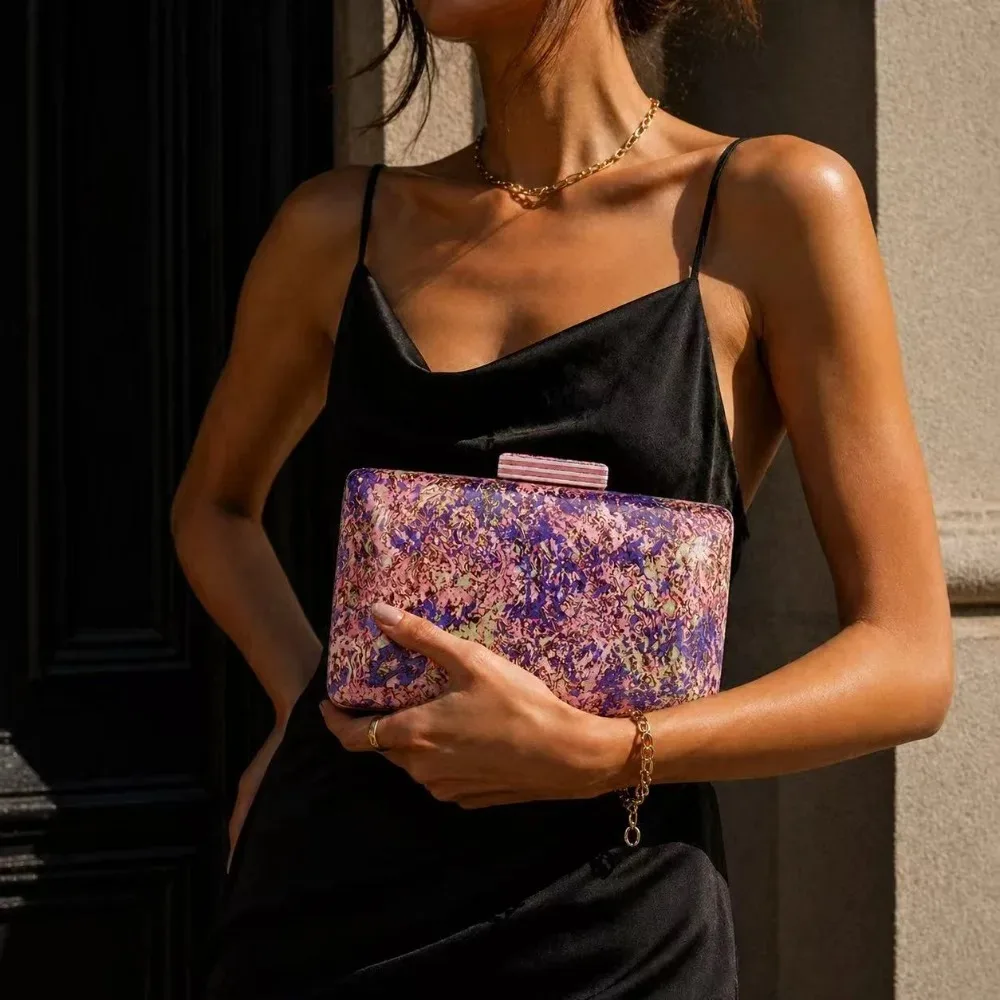 Fashion Women Evening Bag Retro Starry Sky Sand Shell Shoulder Chain Purse