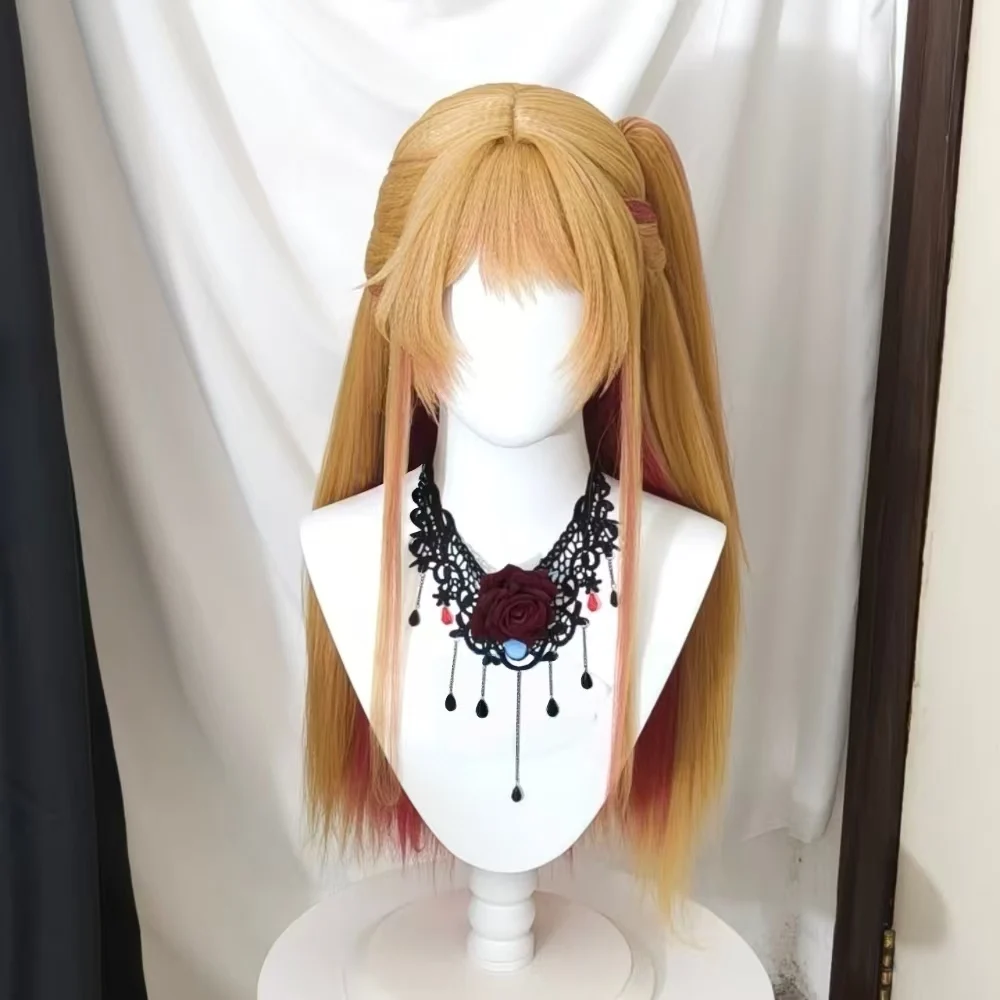 

Anime Hoshino Ruby Highlighted Cosplay Wig Single Ponytail Clip Heat Resistant Synthetic With Rose Net Anime Party Cosplay Wig