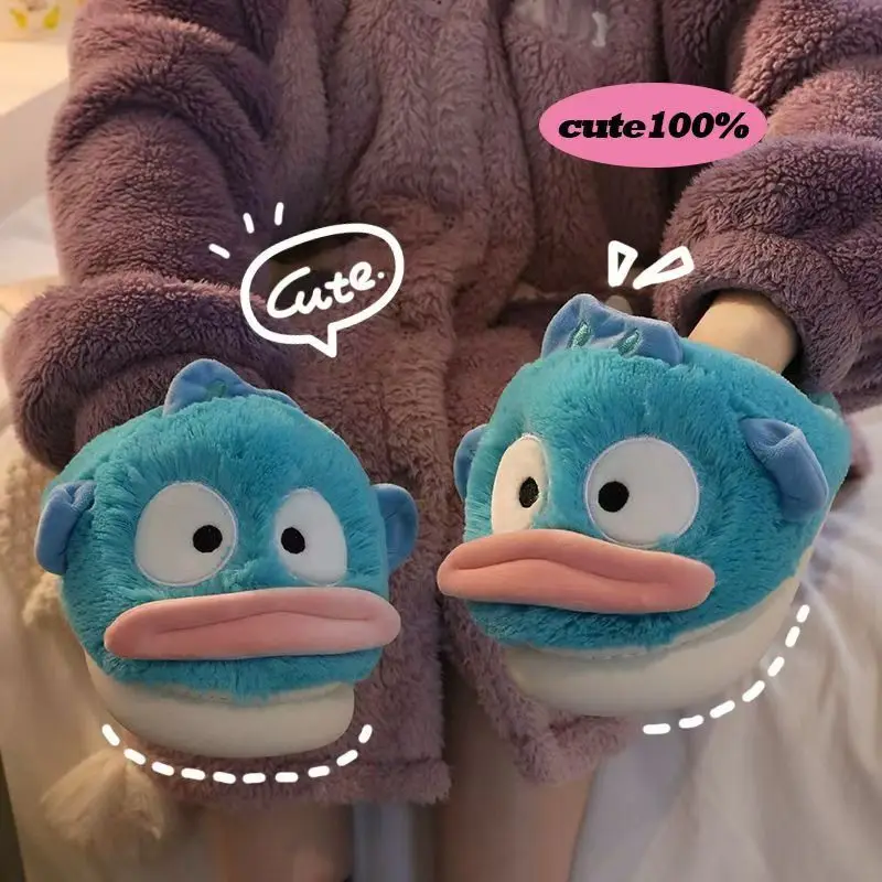 أنيمي Hangyodon Clownfish نعال من القطن كعب مغطاة أحذية قطنية شتاء دافئ أفخم المضادة للانزلاق شبشب منزل للرجال والنساء #3