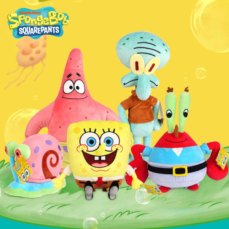 2025 سبونجبوب باتريك ستار يوجين H. Krabs غاري الحلزون ألعاب من نسيج مخملي رمي وسادة زينة الهالوين هدية عيد ميلاد الصبي