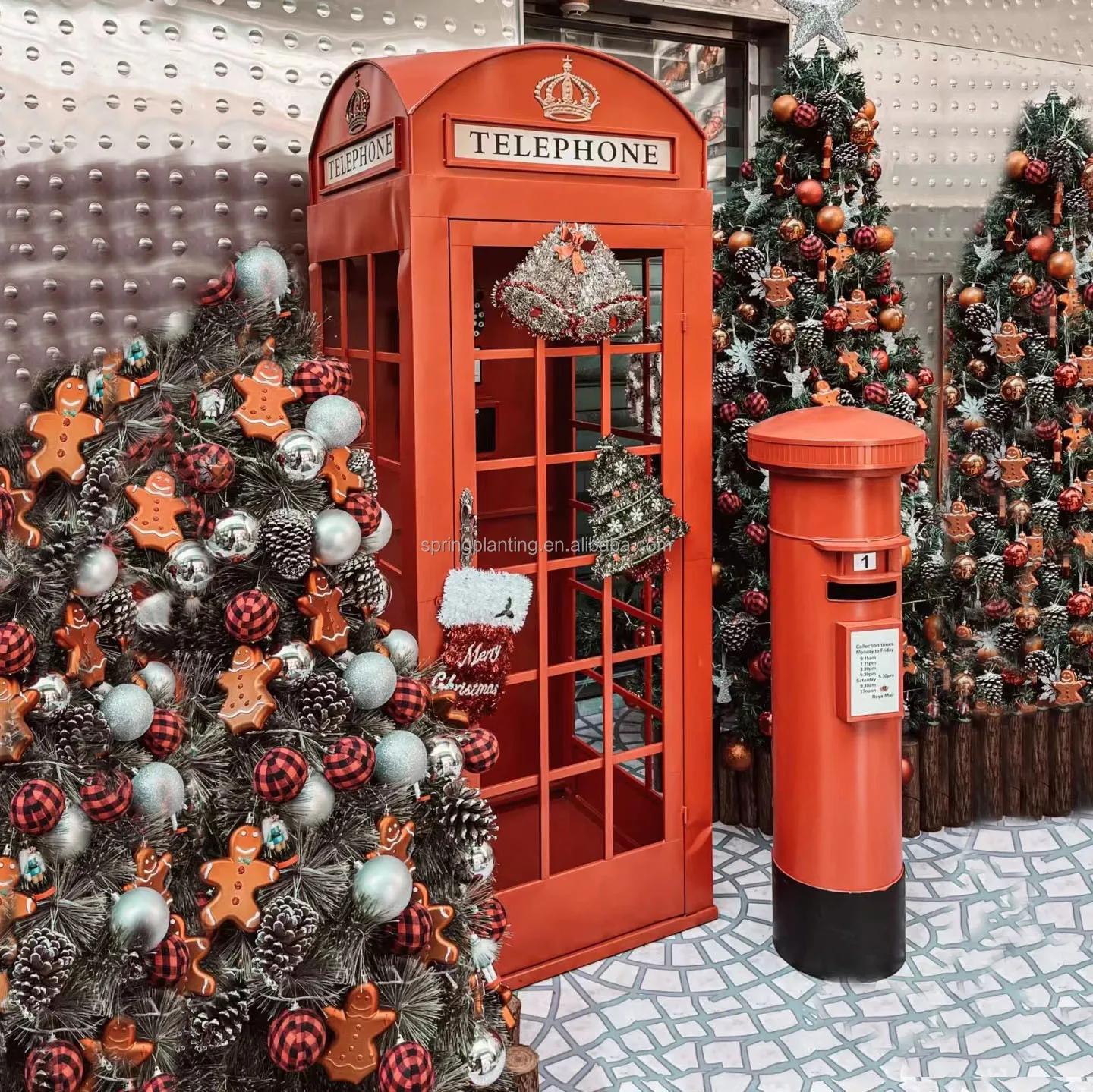 

Christmas Phone Booth Retro Telephone Booth Iron Craft Wedding Decorating Outdoor Decoration Christmas Phone Booth