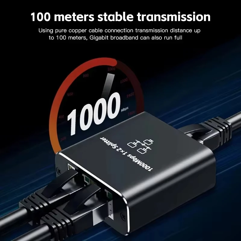 مقسم كابل الشبكة مع وصول واحد إلى اثنين في وقت واحد إلى اثنين، مقسم Rj45 مع مفتاح واحد إلى اثنين، منفذ إيثرنت جيجابت