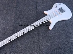 Electric Bass Guitar with 26 Frets,White color 5 String  High Quality Electric Bass Guitar，can be customized,free shipping