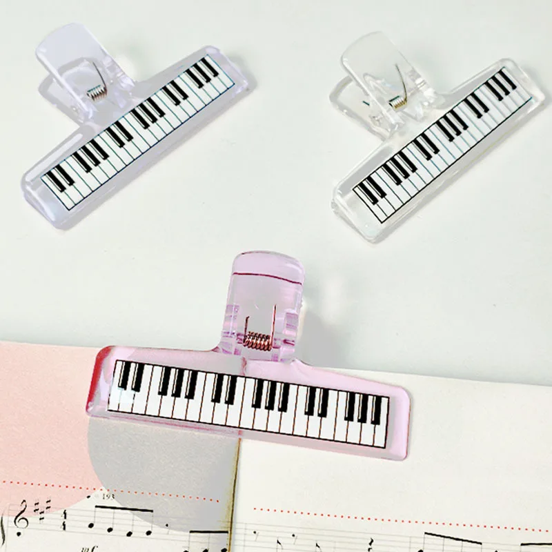 Clip de papel con patrón de Piano musical, Clip acrílico transparente, Clips de puntuación de Piano, carpeta de oficina, organizador de papel de prueba para estudiantes