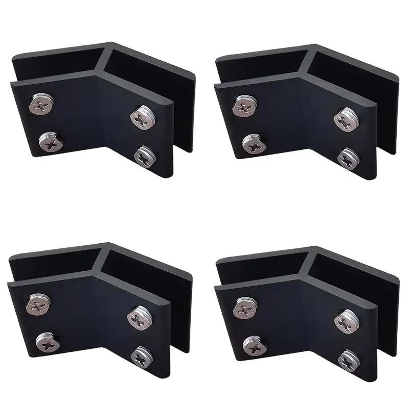 4PCS Aluminum Alloy 2-Ways Glass Clamps 135° Shelves Support Brackets Board/Partition/Ceramic Tile Fixed Holder Clips Connectors