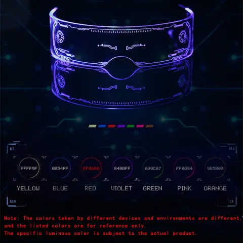 Coola lysande LED-glasögon lysande kostym neonljus blinkande solglasögon punkglasögon cyberfuture cosplay partyljus neonljus 6 best sales framtida glasögon - №6