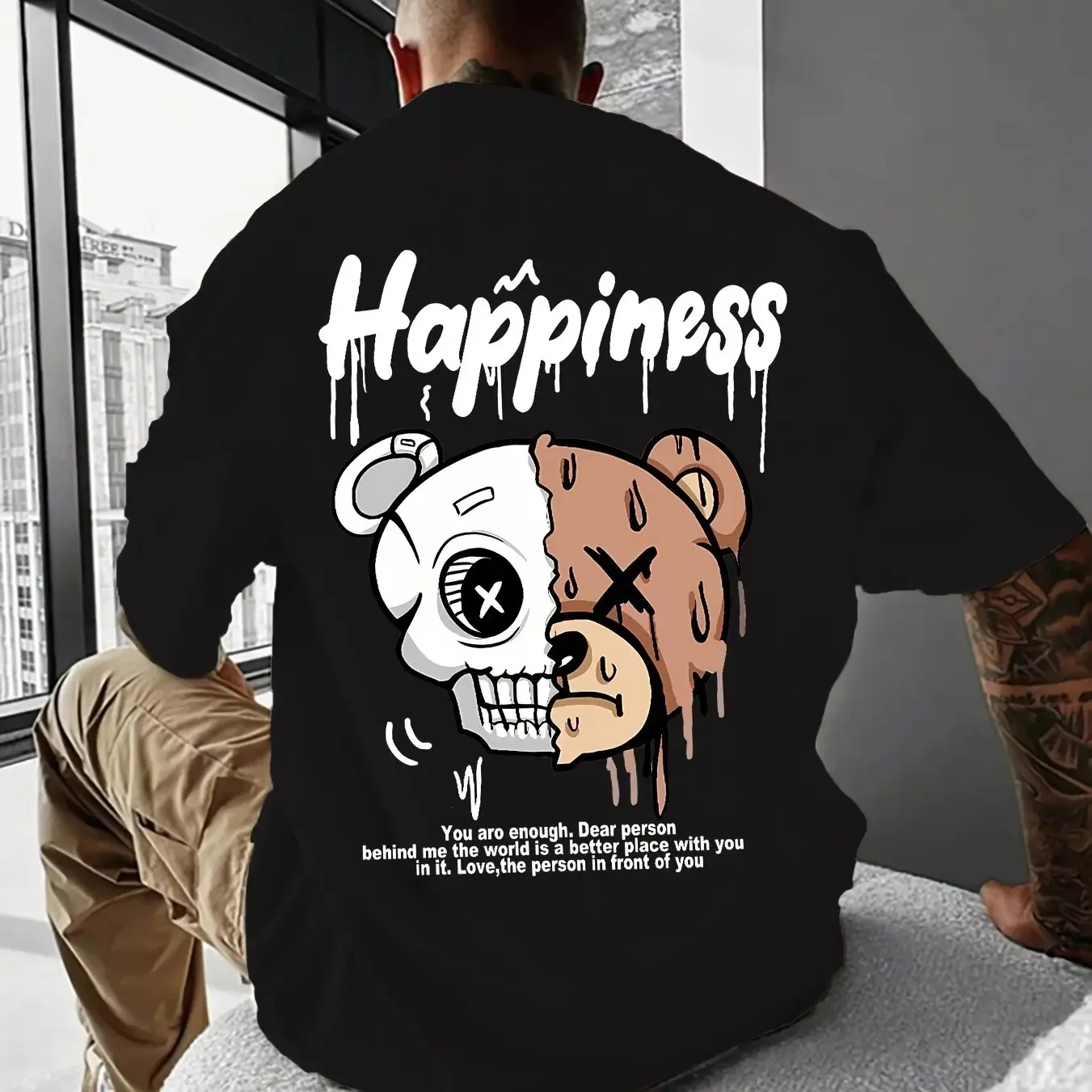 

Лето 2026, модная повседневная спортивная футболка с рисунком медведя и круглым вырезом, топ с короткими рукавами