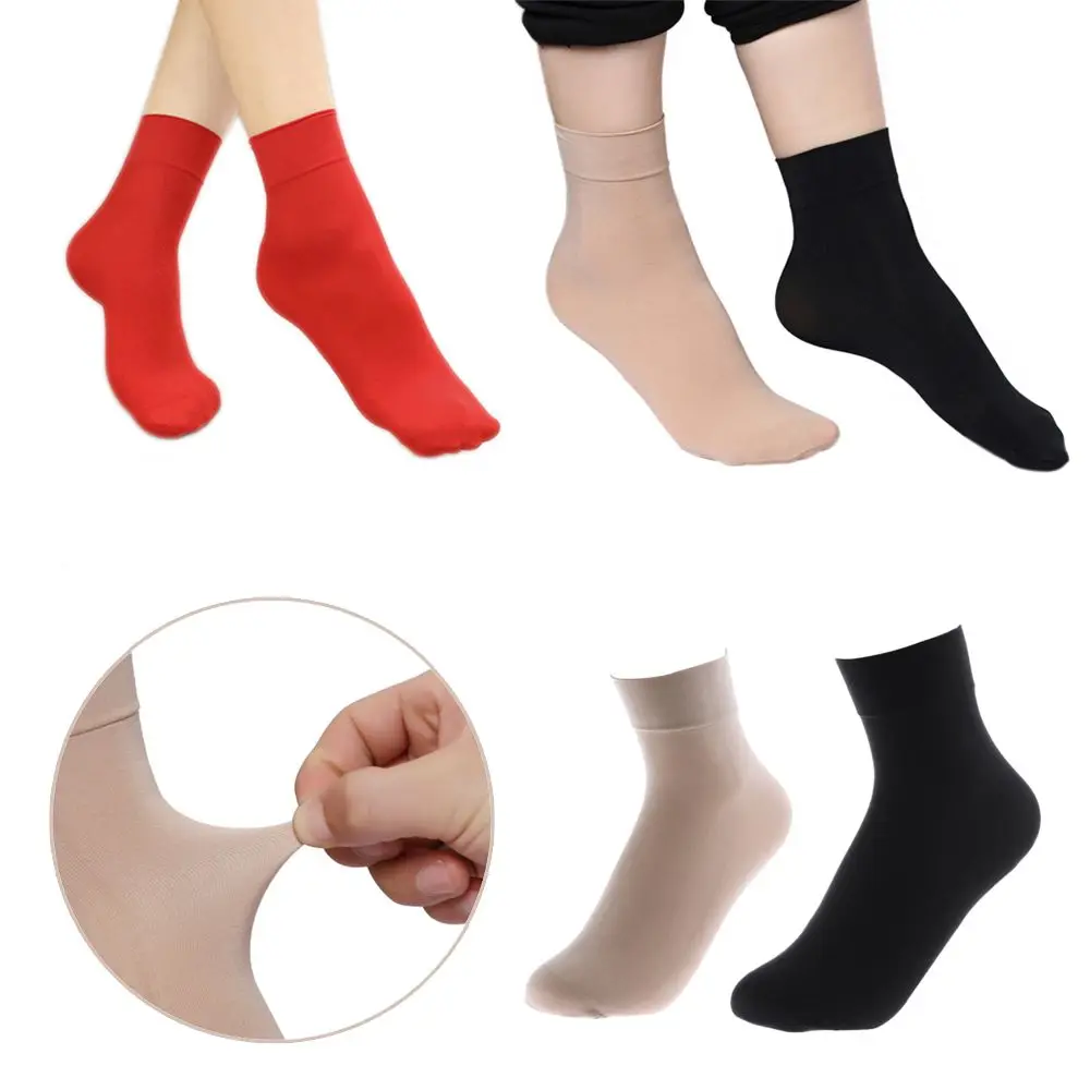 Calcetines tobilleros de nailon para hombre y mujer, medias cálidas y cómodas de boca ancha, calcetín de negocios de Color sólido, novedad de invierno, 1/5 pares