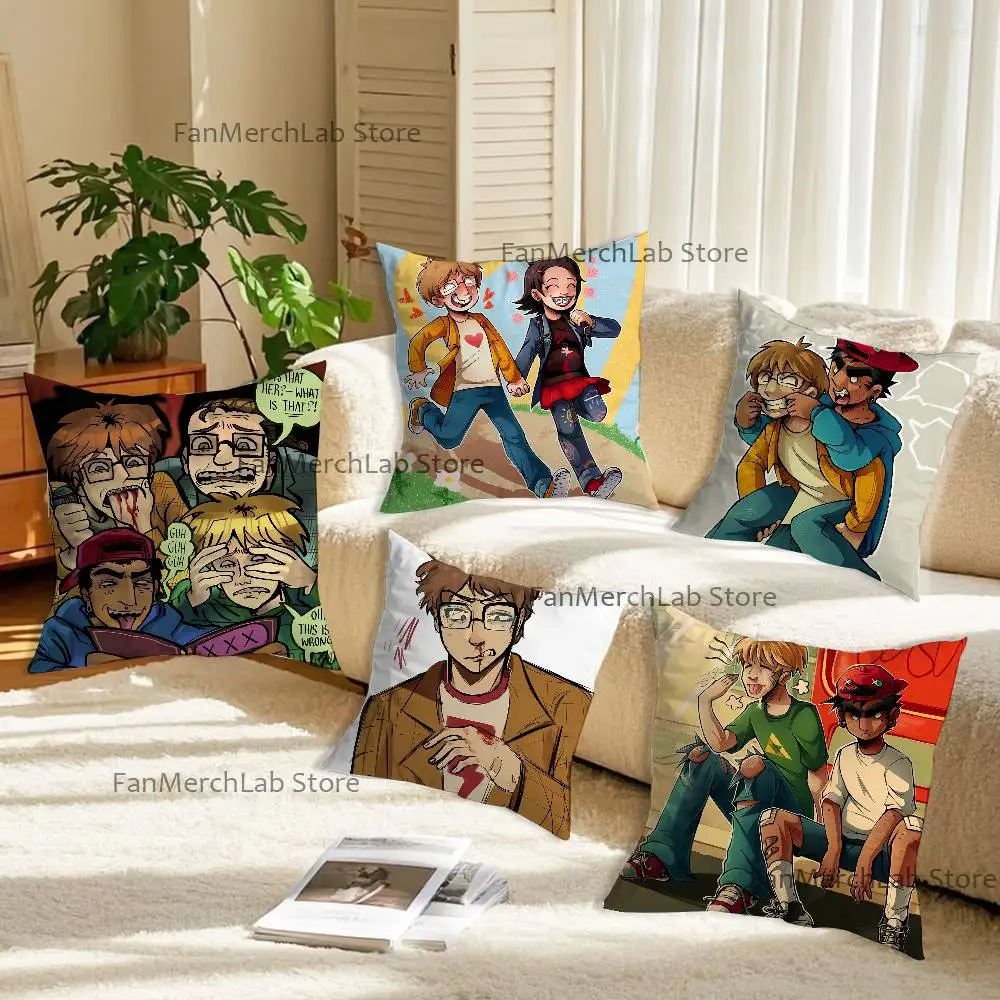 

E-EltingvilleS Pete Bill Jerry Club Anime Pillow Case Anti-dustmite Pillowcase Invisible zipper silky short plush Sofa cushion