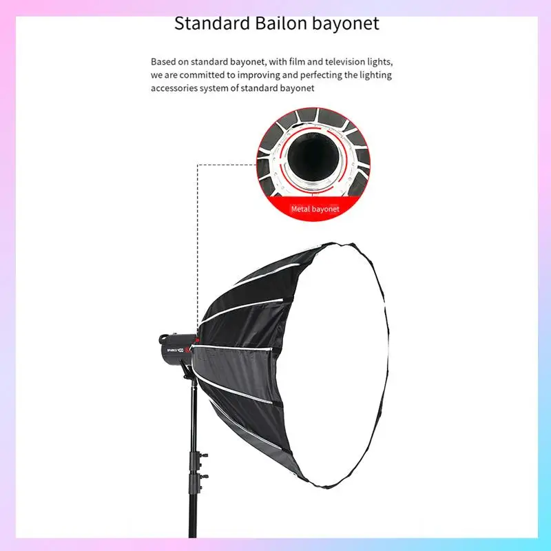 AB25-Photography Softbox 90Cm Diameter Quick Release Deep Throw Softbox With Grid Metal Bowens Bayonet Grille Shade Easy To Use