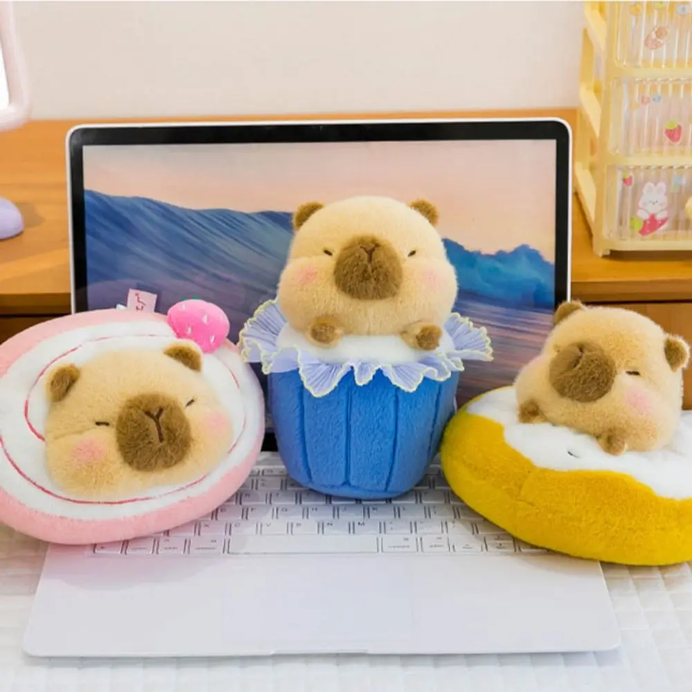 귀여운 플러시 카피바라 인형 미니 창의적인 디저트 카피바라 인형 만화 동물 디저트 카피바라 인형 학생용