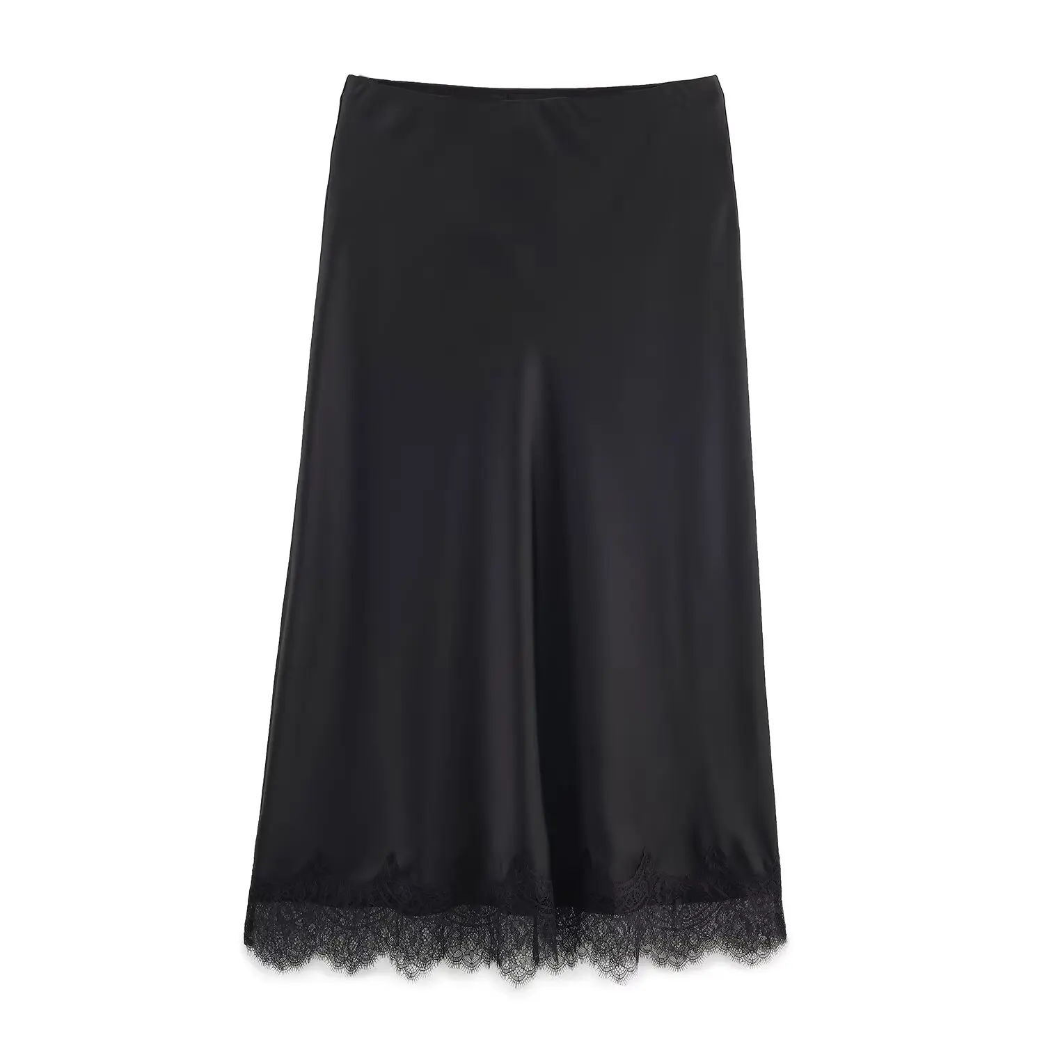 Bsay bainha renda cetim saia roupas femininas 2025 outono novo chique feminino marrom francês elegante longo cintura alta midi saias mujer