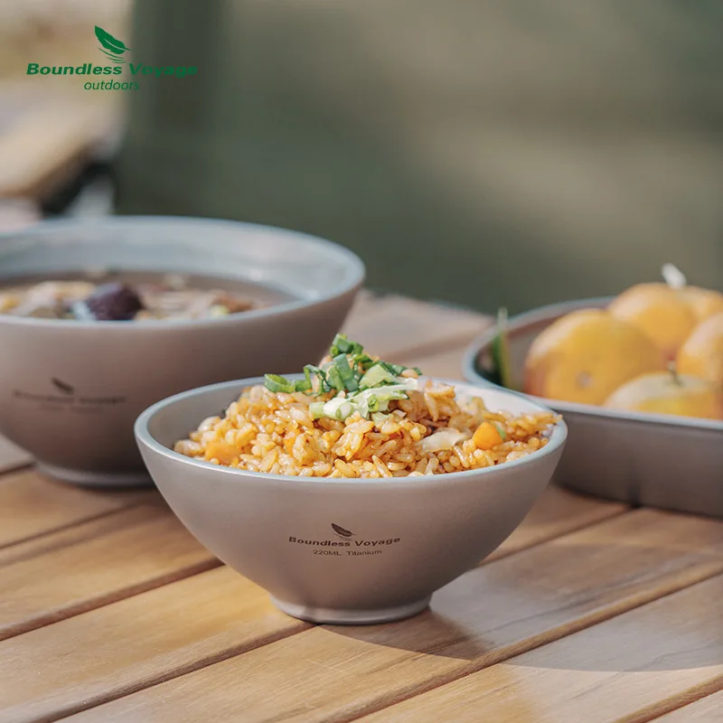 Pure Titanium Double-Layer Heat-Resistant Rice Bowl,Ultra Light Portable Health,、Outdoor Camping Picnicking Tableware,A1409