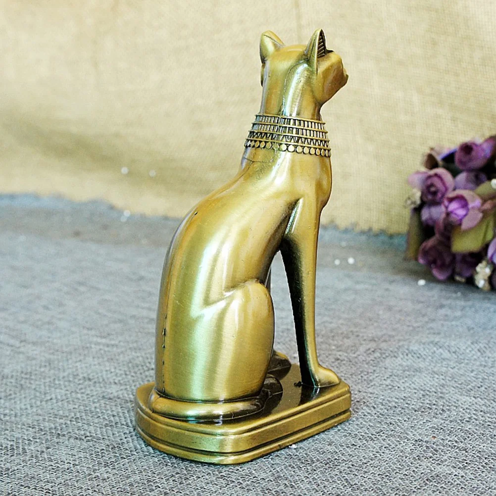 

Vintage Egyptian Cat Bronze Desktop Decoration For Home Office Party Showcase Electroplated Cat Ornament