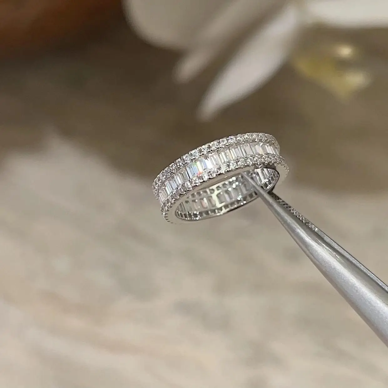 S925 sterling silver ring, women's volleyball ring, zircon full diamond ring, niche high-end high-carbon diamond ring.