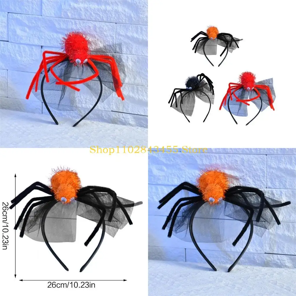 

49MC Funny Araneid Headband Birthday Party Cosplay with Tinsel Veil Headwear Hair Accessories Halloween Costume Hairband