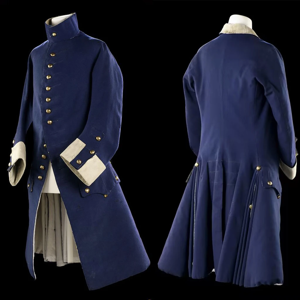 Adult Men 1775-1780 Naval officer Frock Coat Victorian Rococo Blue navy Jacket regency jacket Medieval Vintage Jacket