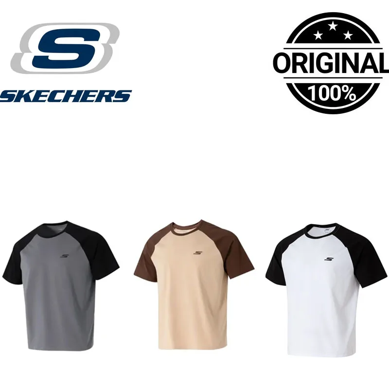 skechers-unisex-raglan-sleeve-crew-neck-t-shirt-color-block-casual-sports-workout-short-sleeve-tee