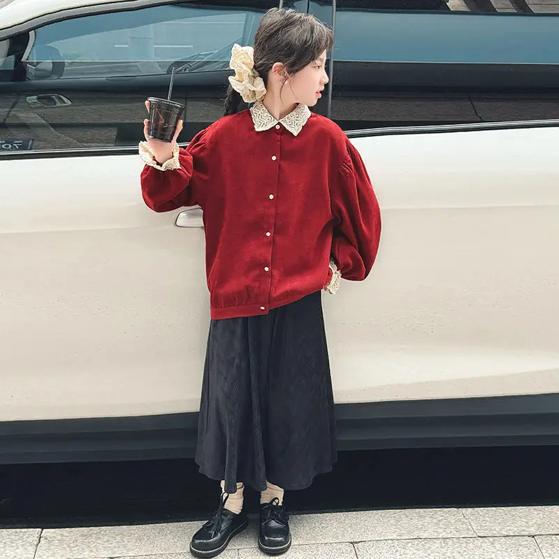 Girls Clothes Fall Winter Style 2PCS SETS Adorable kids' Sets And Outfits Baby Girl Clothes Top + Flowy Skirt Everyday  345